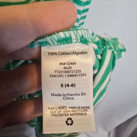 Time and‎ Tru Striped Henley Dress Women's Size S Sleeveless Casual Green White - Picture 7 of 8